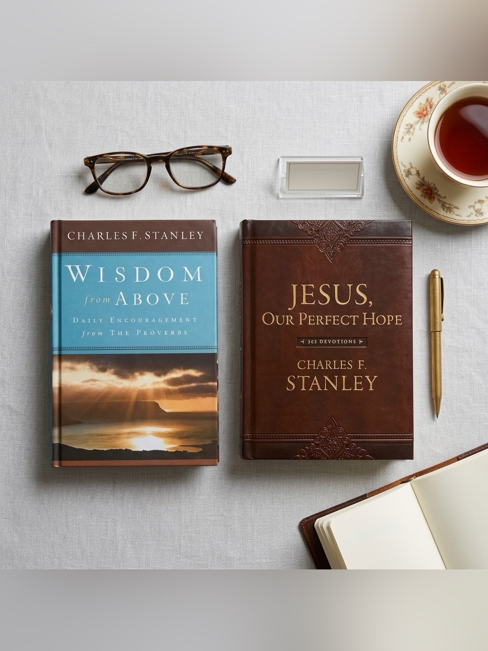 Charles F. Stanley Devotional Book Set | Wisdom Above & Jesus, Our Perfect Hope